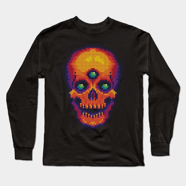 Fuse Bead Visionary Skull Long Sleeve T-Shirt by SideShowDesign